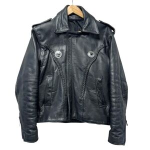 Black Vintage Leather Motorcycle Jacket